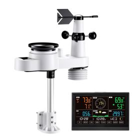 VEVOR 5-in-1 Wireless Weather Station, 7.5-Inch VA Display, Solar Powered Outdoor Sensor, Rain Gauge, Indoor Outdoor for Weather Forecast, Temper