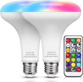 BR30 Color Changing Light Bulb, RGB+Warm+Cool White LED Flood Lights, 12W(100W Equivalent), 1050lm, Remote Control