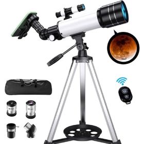 Telescope for Kids and Beginners 70mm Aperture 400mm AZ Mount Telescope with Tripod;  Silver