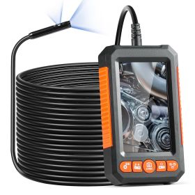 VEVOR Endoscope Camera with Light, Dual Lens Borescope with 49.2FT Semi-Rigid Cable, 4.3" Screen 1080P Inspection Camera, 8 + 1 LED Lights, 4X Zo
