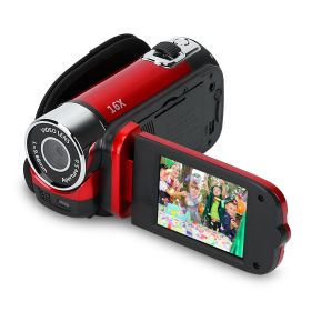 Black-Red Options - 1Pc HD 1080P Digital Video Camcorder 2.7in 16X Zoom DV Camera 270 Degree Rotation Rechargeable Kid Camera With Fill Light Sel (Option: Red)