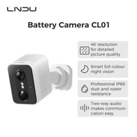 LNDU CL01 4K Wireless Security Camera 143 Degree Wide Angle Infrared Night Vision Human Body Sensing  Dual Identification Detection (Option: White black)
