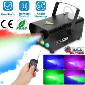 400W Fog Machine RGB LED Party Club DJ Fogger Rapid Heating Remote Control Wedding Stage Smoke Machine (Option: Black)