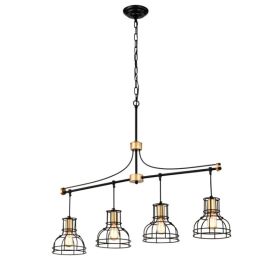 Dining Room Light Fixture Chandelier Over Table, 40-Inch Hanging For Farmhouse Linear Chandeliers,4-Light Kitchen Island Lighting,Matte Black And (Option: Matte Black)