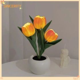Tulip Lamp - LED Replica Tulip Table Lamp With Flower Vase For Desktop Decoration,Suitable For Home,living Room,desktop Decoration,holiday Gifts, (Option: Orange)