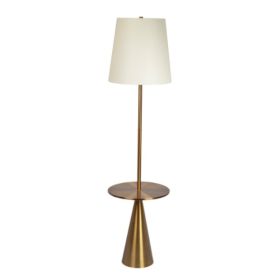Celestial Modern Floor Lamp With Brass Accent Table With Large White Shade (Option: Clear)