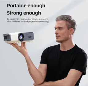Smart Projector, Native 1080P Supports 4K, HiSilicon 352 Chip, 1 Plus 8GB Memory, Auto Keystone, Dual-band WiFi, BT 5.0, Multiple Projection Meth (Option: White)