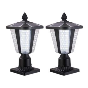 Solar Pillar Headlights With Dimmable LEDs - 2 Packs Unavailable Platforms- Temu (Option: Black)