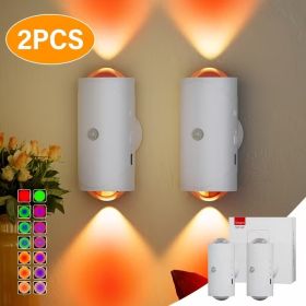 4PCS Color-sensing Motion Night Lights, Wall Lights, Cabinet Lights, Decorative Lights, With Three Lighting Modes, Available In Multiple Colors, (Option: White shell-2PCS)