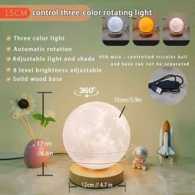 1pc Rotating Moon Atmosphere Night Light; Sleeping Light For Bedroom; Planet Lamp (Items: 15CM Moon Light Rotating In-Line Dimmable Three Colors)