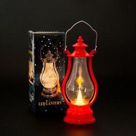 1pc Retro Portable Flameless Candle Lamp; LED Luminous Night Light Creative Small Oil Lamp; Holiday Decoration Ornament; Creative Atmosphere Lamp (Color: Wick Red)