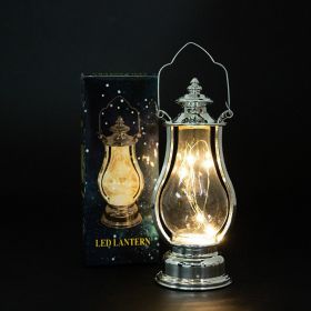 1pc Retro Portable Flameless Candle Lamp; LED Luminous Night Light Creative Small Oil Lamp; Holiday Decoration Ornament; Creative Atmosphere Lamp (Color: Light String Silver)