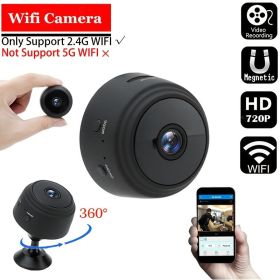 1pc A9 Mini Camera; HD 720P 2.4G Wifi IP Camera; Night Vision; Smart Home Security Wireless Mini Camcorder; Mobile Remote View Video Surveillance (Color: White 64G SD Card)