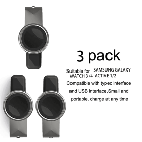 Fast Magnetic Charger For Samsung Galaxy Watch 5/4/3 Active 1 2 Charging 38/40/41/46mm Samsung Watch Power Supply Adapte (Color: 3 PIECE, Ships From: China)