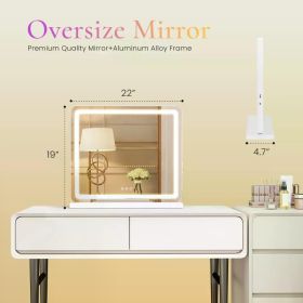 LED Vanity Mirror with Lights Aluminum Frame Bathroom Mirror Dimmable 3 Color Modes Makeup Mirror Memory Function Bedroom (size: 19x22)