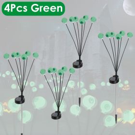 2Packs/4Packs Solar Scary Eyeballs Lights Outdoor Halloween Decoration Swaying Light Halloween Path Lights Ornaments with Total 12LED (Product type: 4Pcs Green)