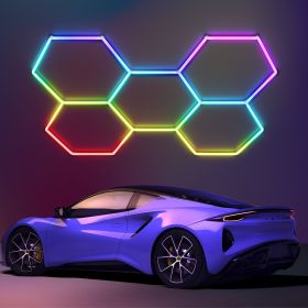 Hexagon led Lights - Garage Hexagon Light with Multi Color Modes, Dimmable and Speed Adjustable RGB Hexagon Wall Lights, DIY Design for Gaming Ro (size: 5hex)
