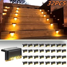 8/16/32 solar outdoor deck lights, garden lights, atmosphere lights, LED walk lights, light source control (Color: 32PCS-nuanse)