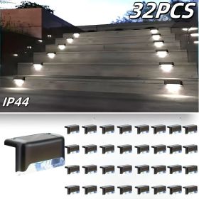16/32PCS solar outdoor light, spring camping outdoor light, outdoor LED step light, solar charging (Color: 32PCS-baise-1)