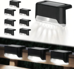 8/16/32 solar outdoor deck lights, garden lights, atmosphere lights, LED walk lights, light source control (Color: White light 8PCS)