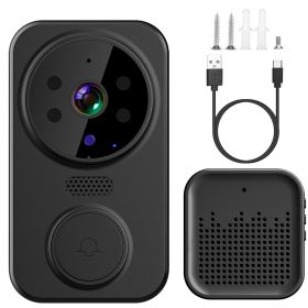 WiFi Security Doorbell Camera with Volume Adjustable Wireless Chime 1080P Camera Night Vision 2-Way Audio Free Cloud Storage (Color: Black, size: One size)