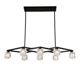 Matte Black Crystal Chandelier For Dining Room, 8-Light Kitchen Chandelier Light Fixture Modern Metal Industrial Chandeliers For Farmhouse Entryw (Option: Matte Black)